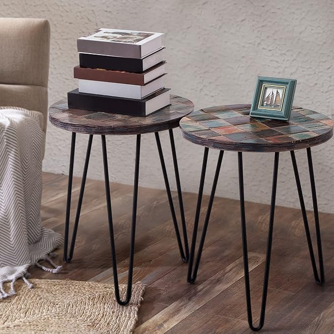 Greenage Reclaimed Wood End Table Bedroom - Image 2