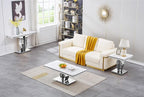 Henf 47" Marble Console Table Modern White Faux Marble Entryway Table - Image 6