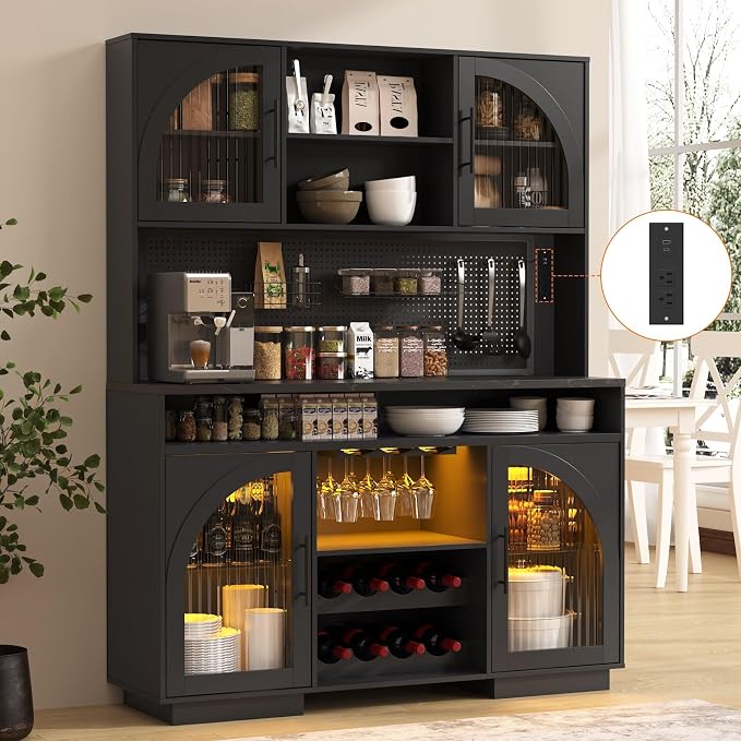 71" Pantry Cabinet, Kitchen Hutch Storage by SOLACEFURNITURE