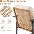 COSIEST 3-Piece Outdoor Rocking Chairs Bistro Set, Rattan Patio Furniture - Image 4