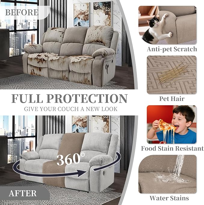 100% Waterproof Sectional Recliner Couch Covers - Image 6