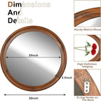 Round Wood Mirrors 30 Inch, Rustic Decorative Transitional Wall Mirror - Image 4