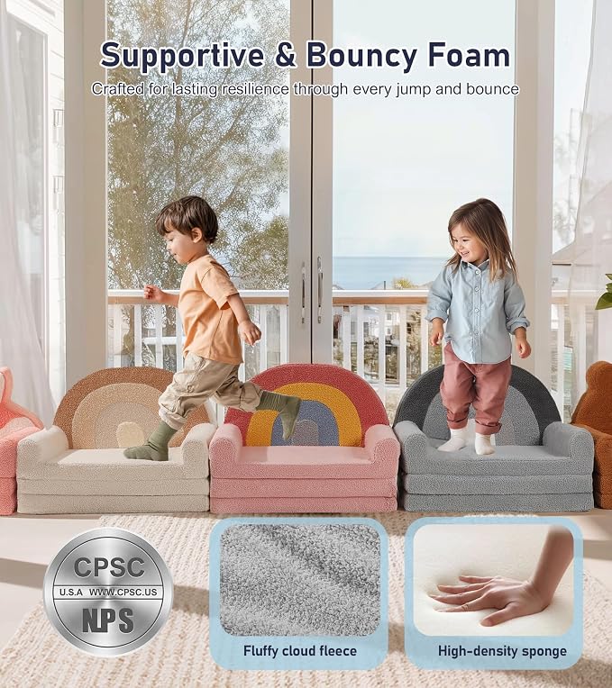 little dove Extra Wide Soft Toddler Couch Fold Out, Comfy Toddler Chair - Image 6