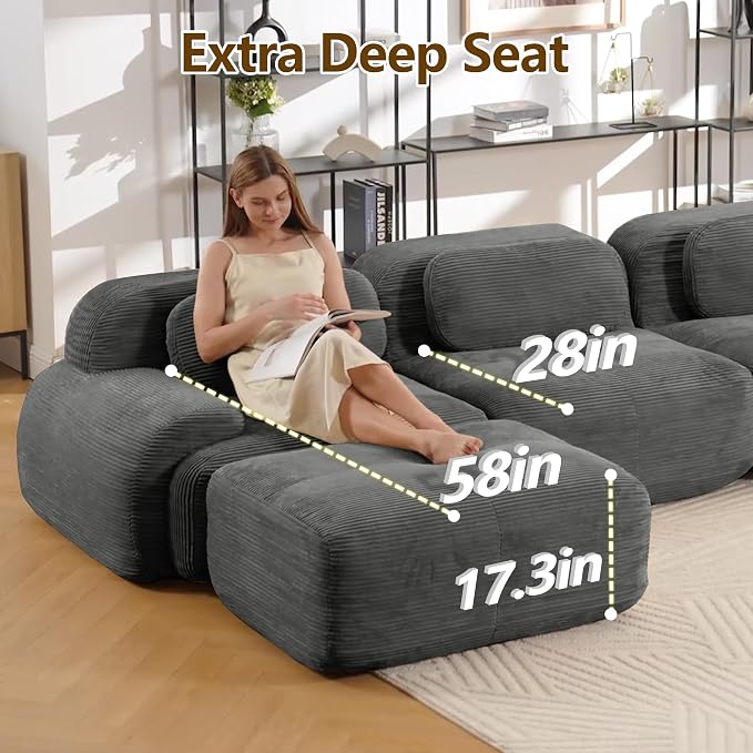 Boneless Sectional Couch, No Assembly Required, 152.7” U Shaped Modular Cloud - Image 5