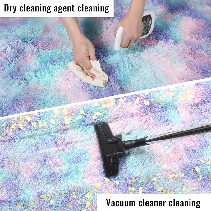 Rainbow Purple Area Rugs for Living Room 5x7 Ft, Plush Adorable Kawaii Rugs | - Image 7