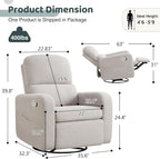 Swivel Rocker Recliner, Oversized Teddy Manual Nursery Glider Rocking Recliner - Image 2