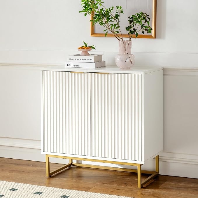 EYYTHUNG Fluted Cabinet with Storage, Sideboard Buffet Cabinet with Adjustable - Image 2