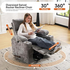 Swivel Rocker Recliner with Adjustable Armrests, Rocking Nursery Chair with - Image 7