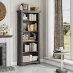 5-Tier Farmhouse Bookshelf, 61.1 inch Tall Bookcase - Image 6