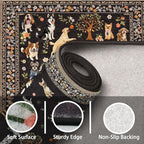 Black Floral Area Rug 6x9 for Living Room Bedroom | Ultra-Thin; Easy Clean; Non - Image 7