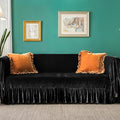 GLORY SEASON Velvet Sofa Cover Soft Decorative Luxurious Solid Exquisite Ruffle by GLORYSEASON