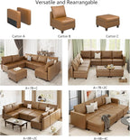 EASE MOOSE Faux Leather Sectional Couch Sofa - Image 4
