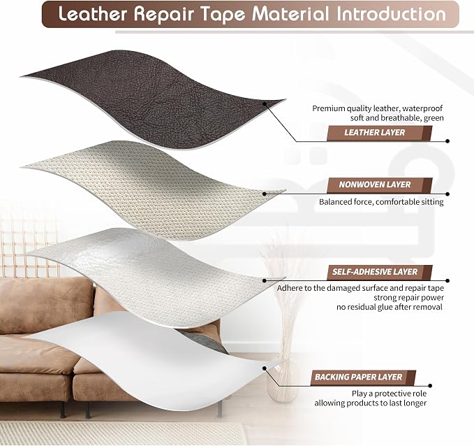 KING MOUNTAIN Leather Repair Patch, 4 x 63 Inches self Adhesive Leather Repair - Image 3