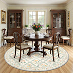 PLHXFR Round Area Rug Living Room: 8 ft Floral Washable Carpet Beige Multi | - Image 3