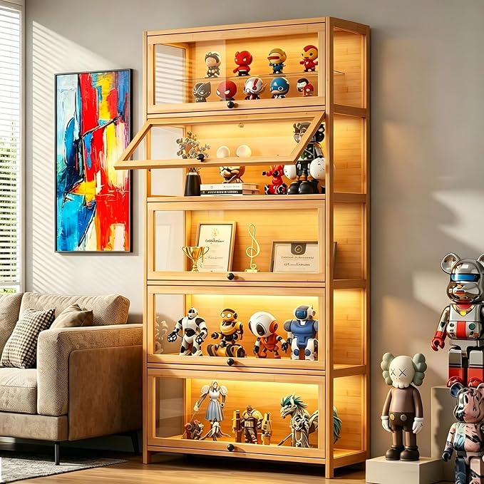 Display Cabinet with Acrylic Door, 5-Tier Curio Cabine, Collectibles Toy by iusyugh