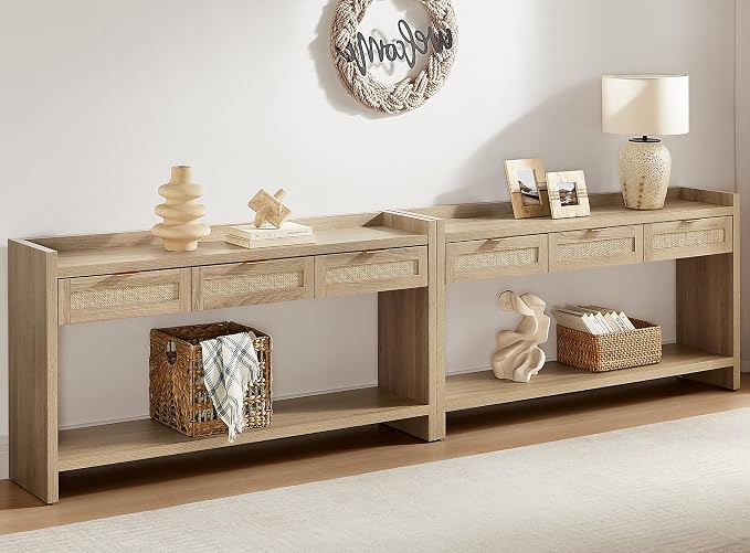 SICOTAS Rattan Console Table Set of 2 by SICOTAS