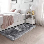 SERISSA 3x5 Fluffy Grey Faux Fur Area Rug - Image 2