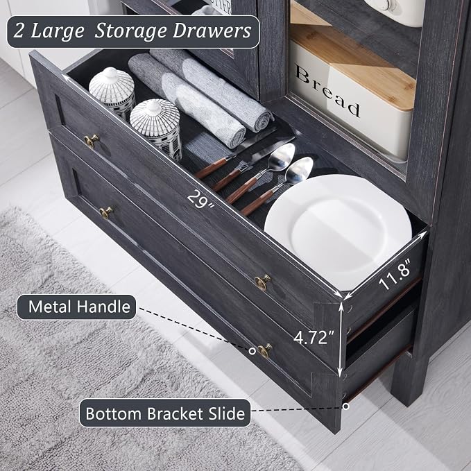 IFGET 71" Tall Arched Kitchen Pantry Cabinet, Wood Kitchens Storage Cabinets - Image 5