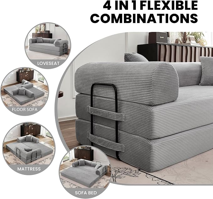 79'' Sleeper Couch Bed, 5 in 1 Convertible Floor Sofa, Folding Modular Couch - Image 3