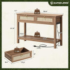 SUPERJARE Rattan Console Sofa Table - Image 2