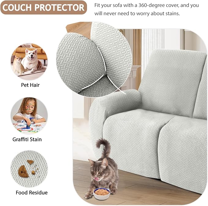 ALIECOM 100% Waterproof Recliner Sectional Couch Covers L Shape Stretch Corner - Image 6