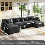 146" Cloud Couch Sectional, U Shaped Modular Sectional Sofa, 4-Seat Deep Seat - Image 2