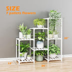 Bamworld Indoor Plant Stand Outdoor White Shelf Bamboo Plant Table - Image 5