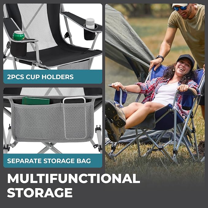 FUNDANGO Rocking Camping Chair, High Mesh Back Portable Folding Camp Chairs - Image 7