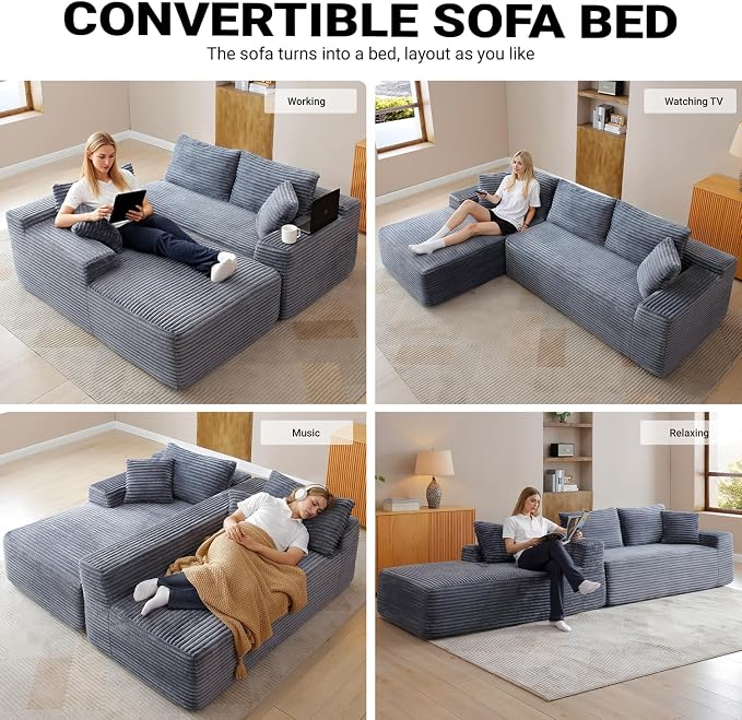 108 Inch Cloud Sectional Couch, Modern Modular Sectional Sofa - Image 6