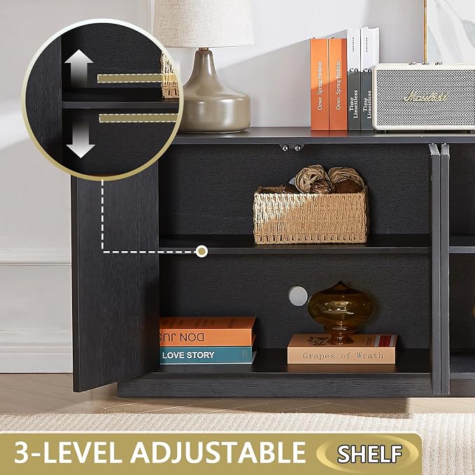 Fluted TV Stand for TVs Up to 75 Inch, Entertainment Center - Image 6
