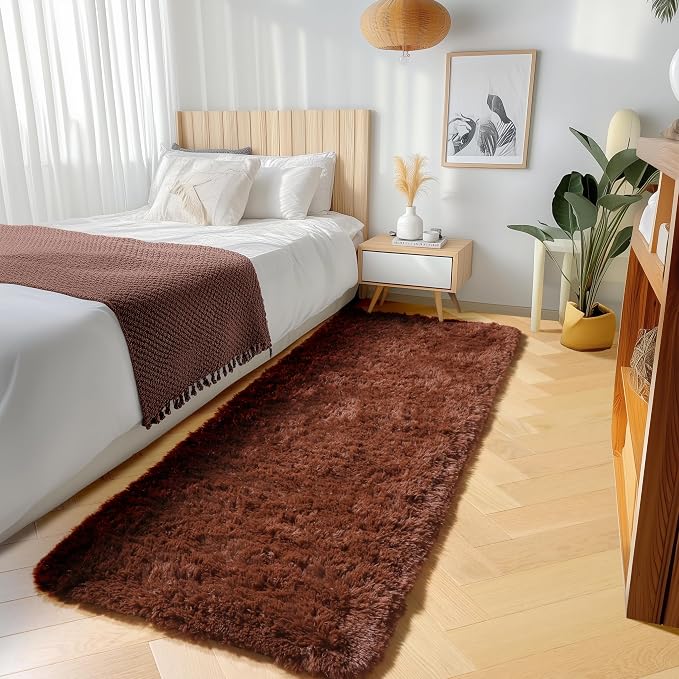 Brown Runner Rugs for Bedroom Living Room, Fluffy 2x6 Hallway Soft Area Rug | - Image 5
