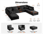 154" Oversized Corduroy Couch Modular Sectional Sofa, Washable Cloud Couch - Image 2