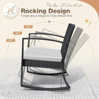 Greesum 3 Pieces Outdoor Furniture Set Patio Bistro Rocking Chairs - Image 5