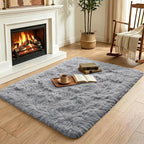 2x3 Grey Fluffy Soft Area Rug Non-Slip - Image 4