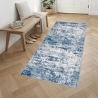 3x8 Washable Runner Rug：Modern Abstract Kitchen Soft Carpet Blue | - Image 3