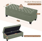 WUTUTUEE 50" Fabric Storage Ottoman Bench, Upholstered Rectangle End of Bed - Image 2