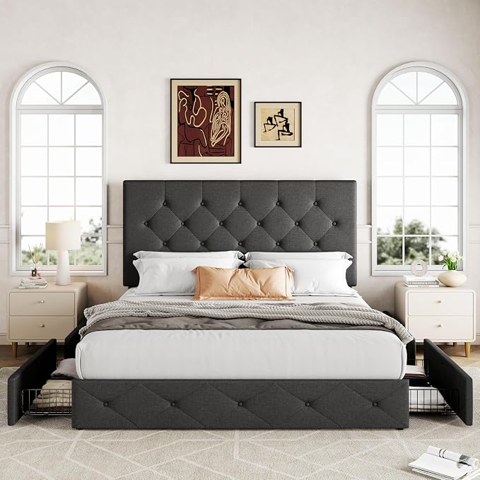 Allewie Upholstered Queen Size Platform Bed Frame - Image 3