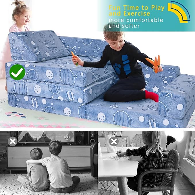 MeMoreCool Kids Couch, 10-Piece Modular Play Couch - Image 8