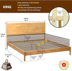 Acacia Haven King Size Bed Frame and Headboard, Solid Wood Platform Bed Frame - Image 2