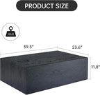 39.3'' Wood Coffee Table with Black Wood Grain, Rectangular Low Tables - Image 2