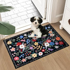 PLHXFR 2x3 Small Entryway Rug: Floral Washable Indoor Soft Carpet Black | - Image 2