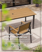Outdoor Patio Dining Chairs Set of 2, 350LBS Capacity Aluminum Patio Dining - Image 5