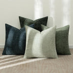 MIULEE Soft Decorative Chenille Pillow Covers Green Navy 18x18 Pack of 4 | - Image 3