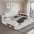 Luxury Smart King Bed Frame, Leather Headboard/Strong Wooden Slats by AFARTISANFURNITURE
