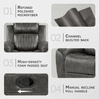Lexicon Recliner Chair, Home Theater Seating, Manual Polished Microfiber - Image 3