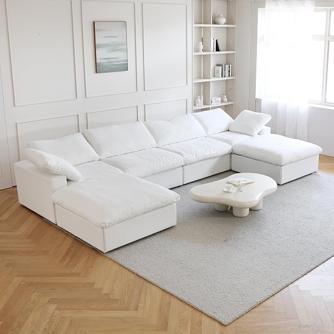 JACH U-Shaped Cloud Couches for Living Room, 6-Seats Modular Convertible - Image 4