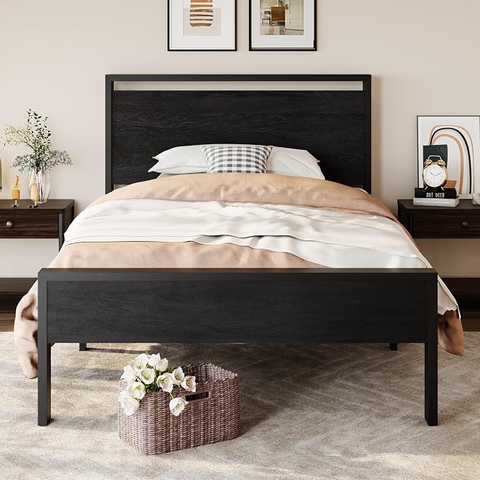 SHA CERLIN 14 Inch Twin Size Metal Platform Bed Frame - Image 3
