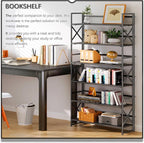 4NM Extra Wide 6 Tiers No Assembly Book Shelves, 61.8" H Folding Bookshelf - Image 3