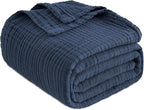 EMME Muslin Blankets for Adults Navy Small Blanket 40" x 50" | Throw Blanket - Image 4