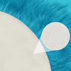 2ft Small Round Blue Rug, Thick Furry Fluffy Carpet - Image 7